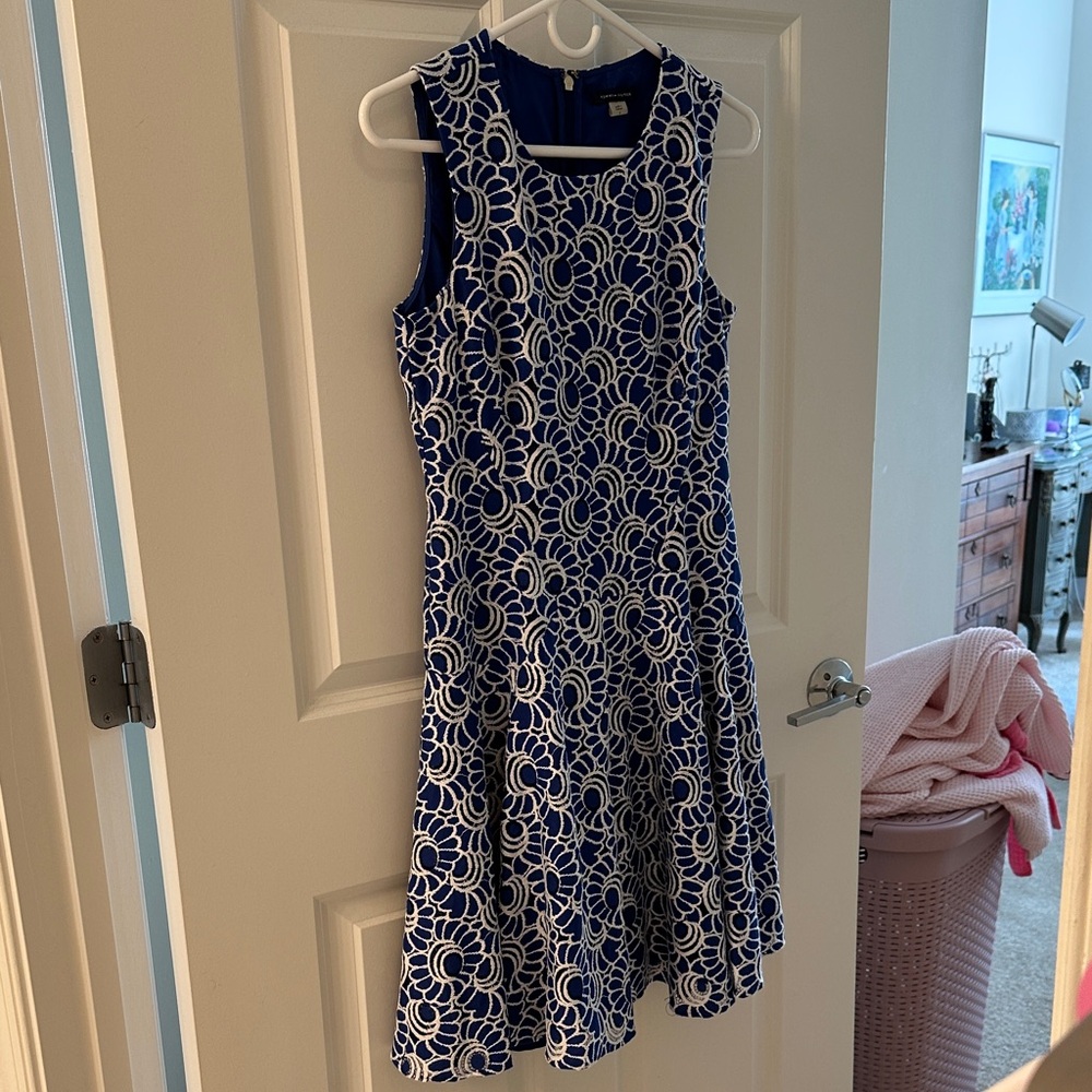 Tommy Hilfiger Navy and White Floral Midi Dress